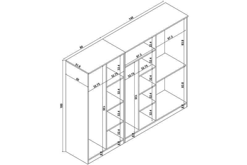 Olera Garderob 220x180 cm - Natur - Förvaring - Sko- & klädförvaring - Garderober & garderobssystem