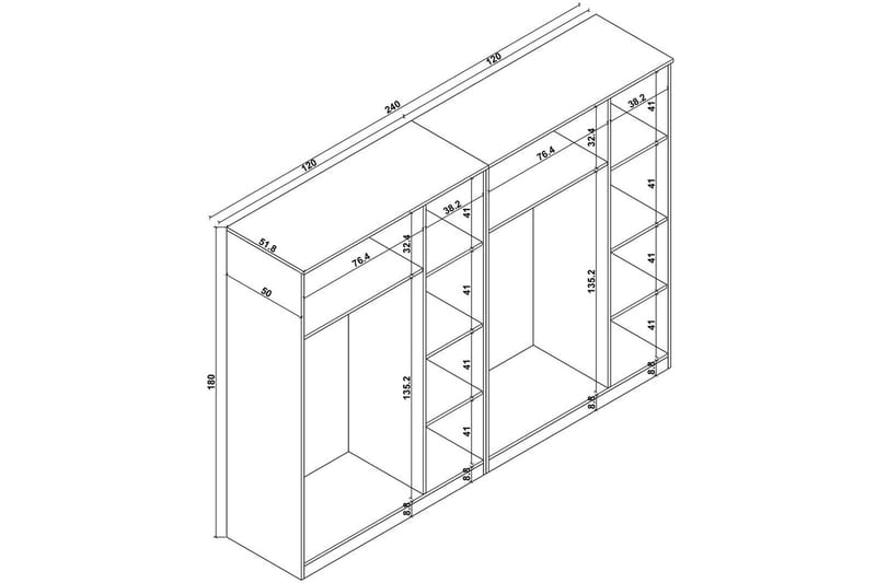 Olera Garderob 240x180 cm - Vit - Förvaring - Sko- & klädförvaring - Garderober & garderobssystem
