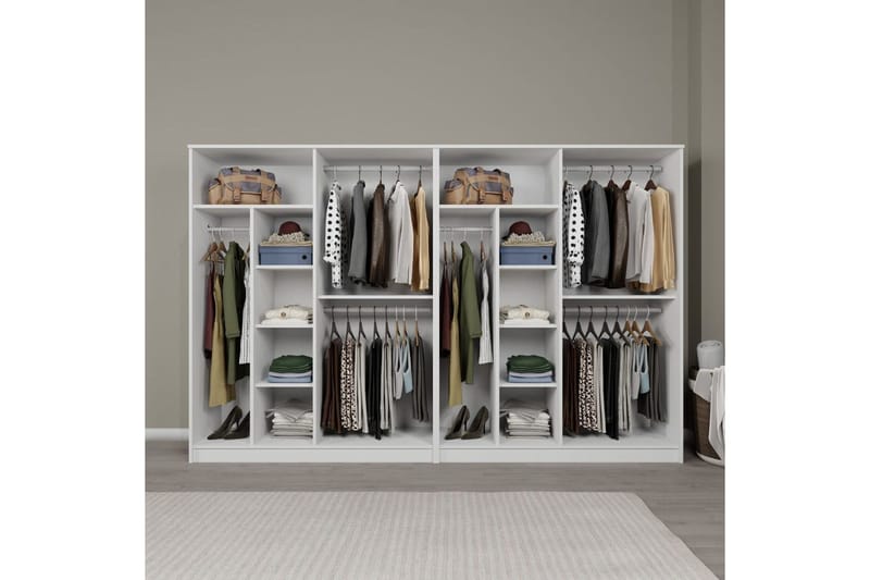 Olera Garderob 280x180 cm - Vit - Förvaring - Sko- & klädförvaring - Garderober & garderobssystem
