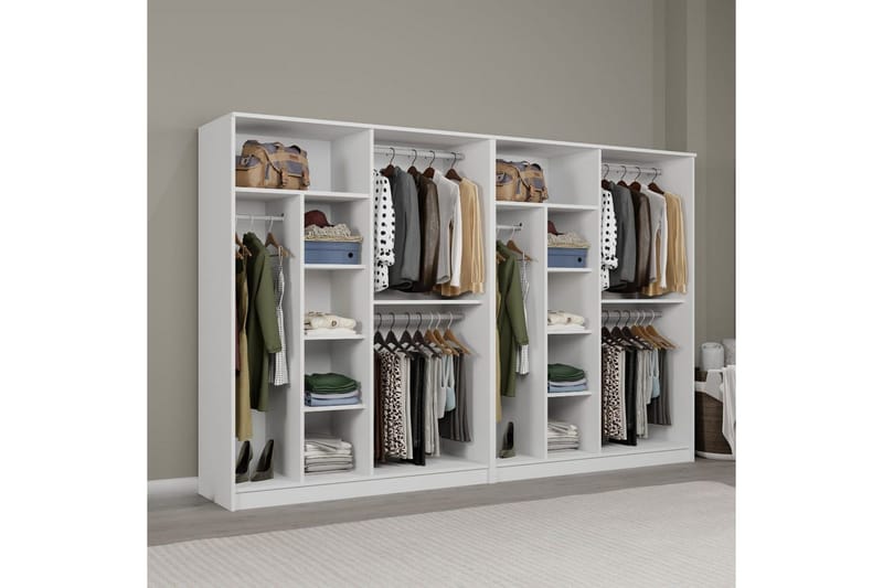 Olera Garderob 280x180 cm - Vit - Förvaring - Sko- & klädförvaring - Garderober & garderobssystem