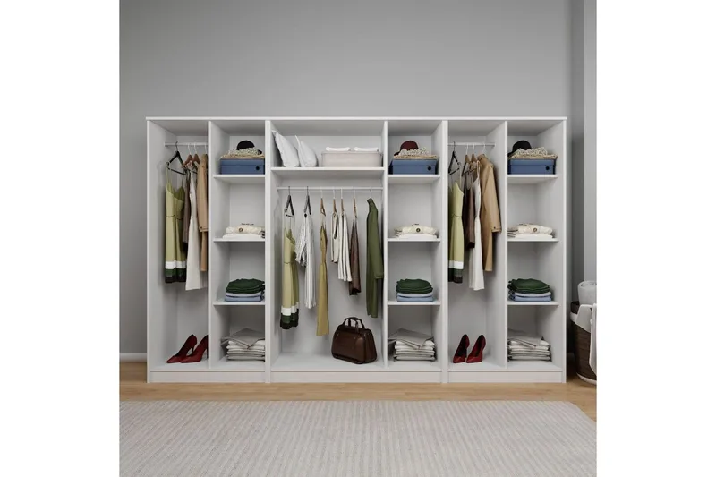 Olera Garderob 280x180 cm - Vit - Förvaring - Sko- & klädförvaring - Garderober & garderobssystem - Hörngarderob