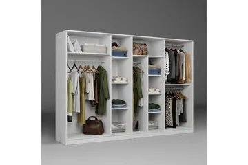 Olera Garderob 280x180 cm - Vit - Förvaring - Sko- & klädförvaring - Garderober & garderobssystem