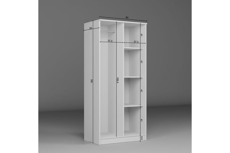 Olera Garderobsskåp 80x180 cm - Vit - Förvaring - Skåp - Garderobsskåp