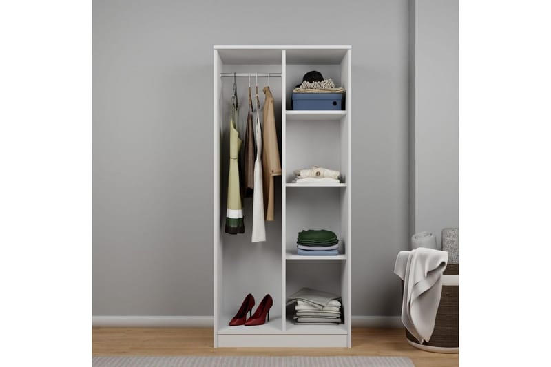 Olera Garderobsskåp 80x180 cm - Vit - Förvaring - Sko- & klädförvaring - Garderober & garderobssystem - Hörngarderob