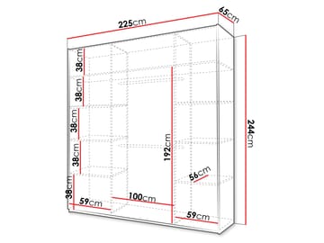 Olvik Garderob med Spegel 225x244 cm - Beige - Förvaring - Sko- & klädförvaring - Garderober & garderobssystem