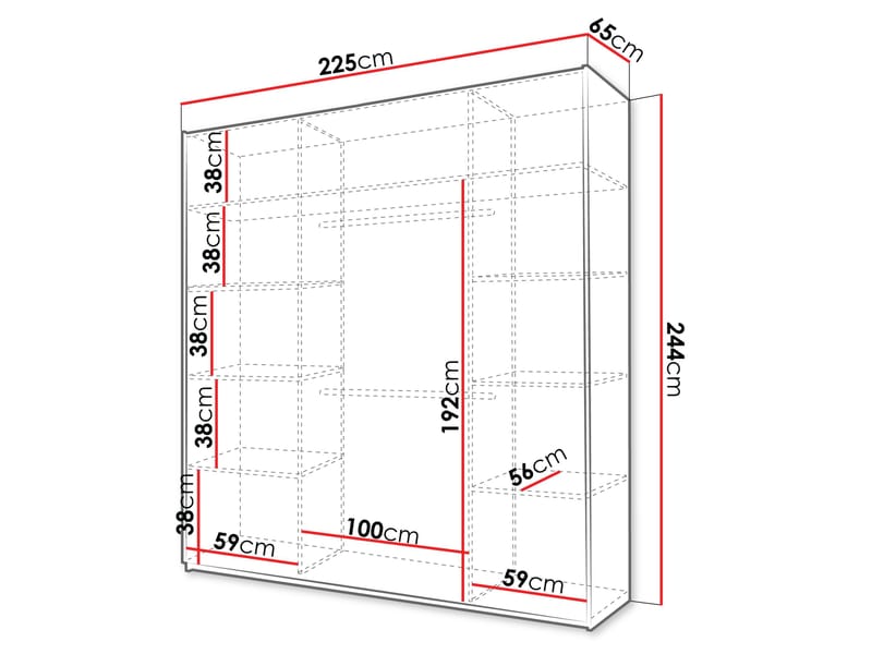 Olvik Garderob med Spegel 225x244 cm - Beige - Förvaring - Sko- & klädförvaring - Garderober & garderobssystem