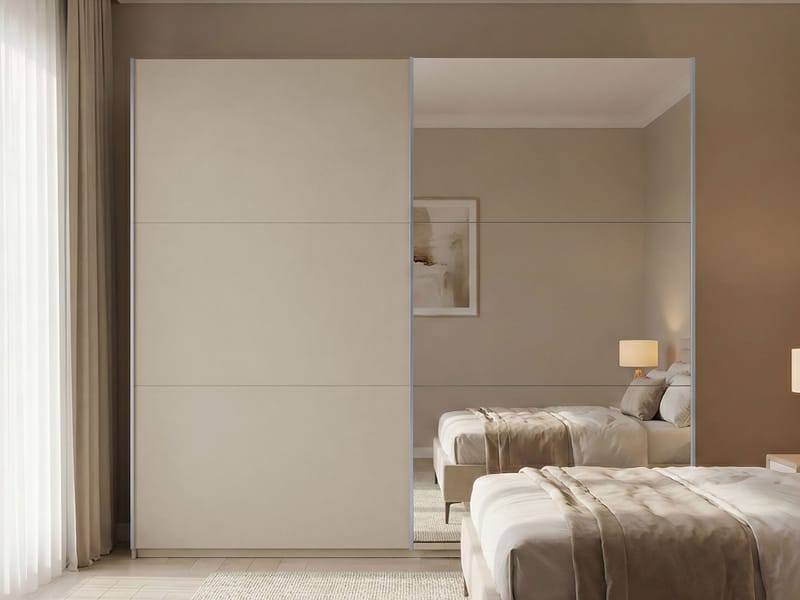 Olvik Garderob med Spegel 225x244 cm - Beige - Förvaring - Sko- & klädförvaring - Garderober & garderobssystem