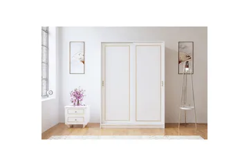 Olyven Garderob 140x190 cm - Matt Vit - Förvaring - Sko- & klädförvaring - Garderober & garderobssystem