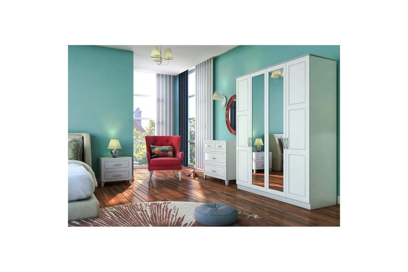 Orlenis Garderob 140x184 cm - Matt Vit - Förvaring - Sko- & klädförvaring - Garderober & garderobssystem