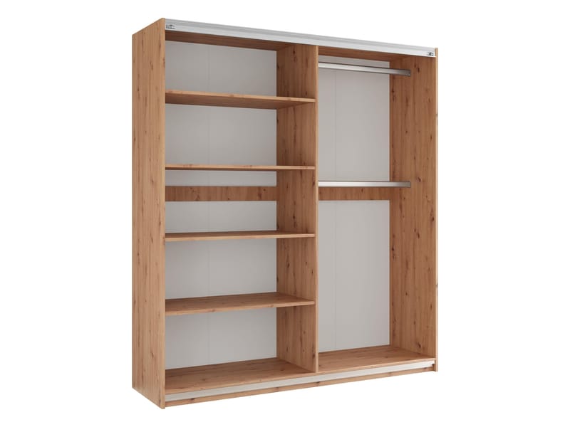 Osval Garderob med Spegel 203x215 cm - Brun/Svart - Förvaring - Sko- & klädförvaring - Garderober & garderobssystem