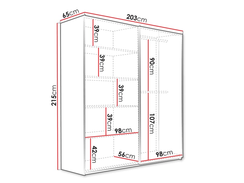 Osval Garderob med Spegel 203x215 cm - Vit/Brun - Förvaring - Sko- & klädförvaring - Garderober & garderobssystem