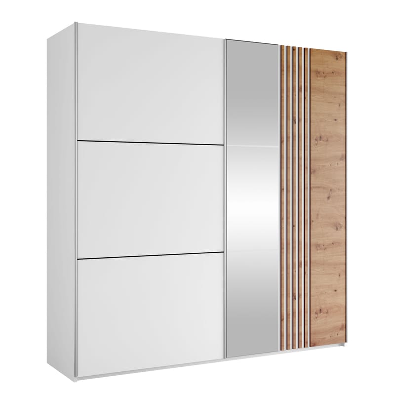 Osval Garderob med Spegel 203x215 cm - Vit/Brun - Förvaring - Sko- & klädförvaring - Garderober & garderobssystem