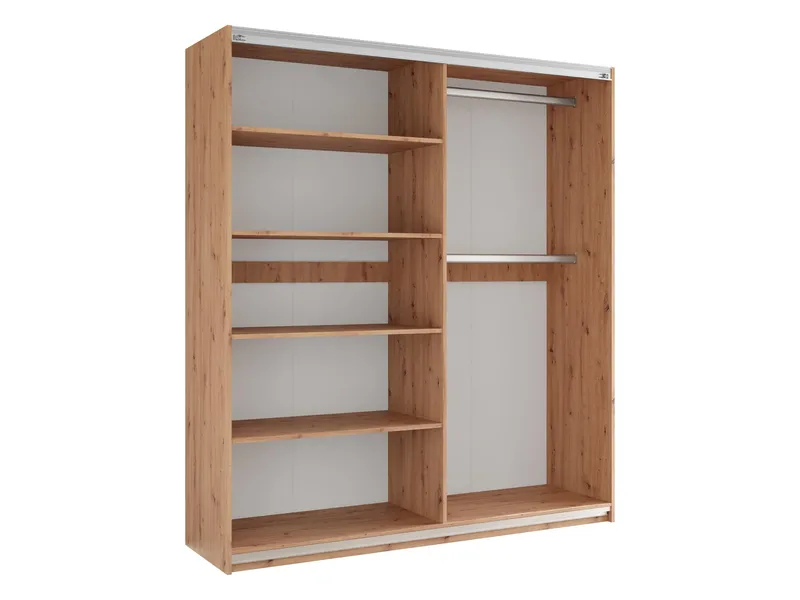 Osval Garderob med Spegel 203x215 cm - Vit/Brun - Förvaring - Sko- & klädförvaring - Garderober & garderobssystem