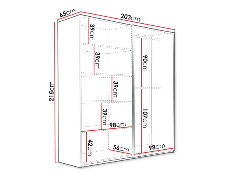 Osval Garderob med Spegel 203x215 cm - Vit/Brun - Förvaring - Sko- & klädförvaring - Garderober & garderobssystem