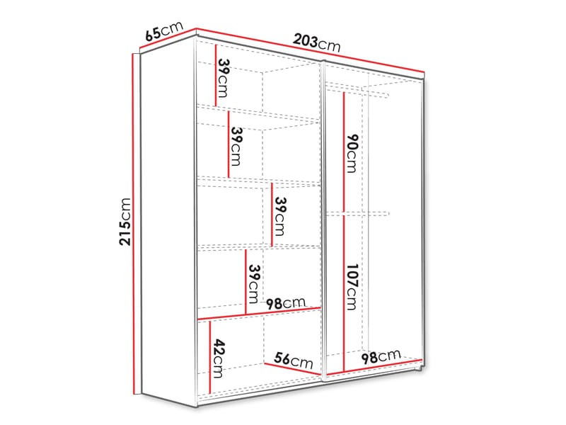 Osval Garderob med Spegel 203x215 cm - Vit/Brun - Förvaring - Sko- & klädförvaring - Garderober & garderobssystem