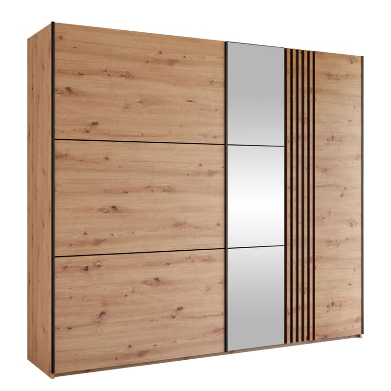 Osval Garderob med Spegel 250x215 cm - Brun/Svart - Förvaring - Sko- & klädförvaring - Garderober & garderobssystem