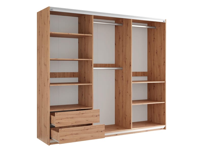 Osval Garderob med Spegel 250x215 cm - Vit/Brun - Förvaring - Sko- & klädförvaring - Garderober & garderobssystem
