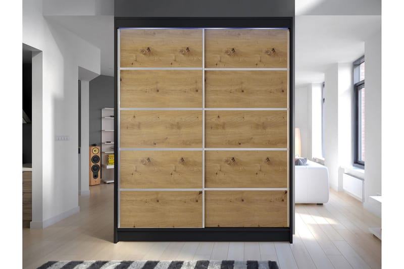 Pickering Garderob 150x200 cm - Svart/Brun - Förvaring - Sko- & klädförvaring - Garderober & garderobssystem
