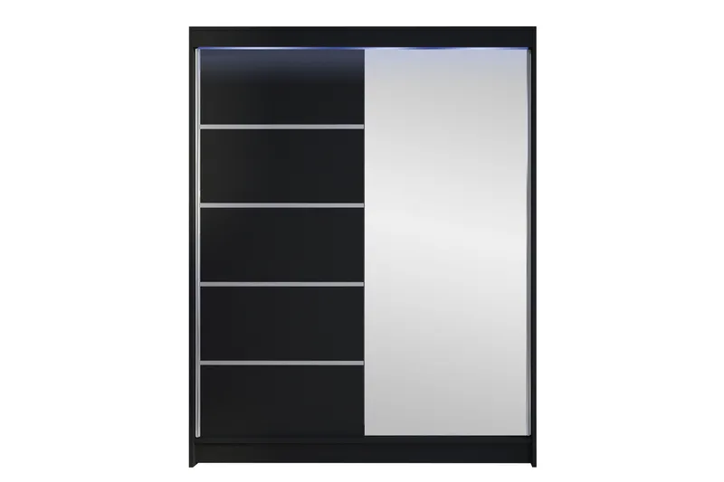 Pickering Garderob m. Spegel 150x200 cm, Svart