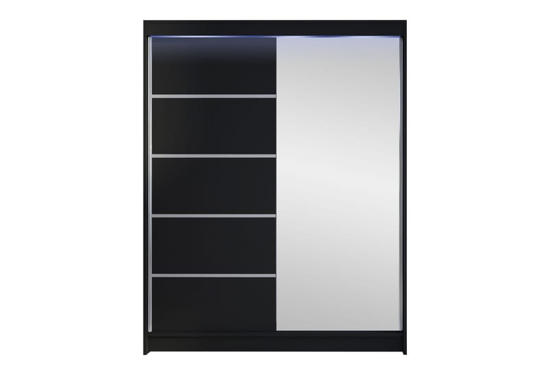 Pickering Garderob m. Spegel 150x200 cm, Svart