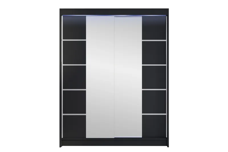 Pickering Garderob m. Spegel 150x200 cm, Svart