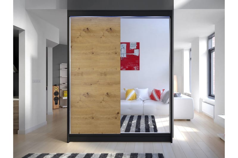 Pickering Garderob m. Spegel 150x200 cm - Svart/Brun - Förvaring - Sko- & klädförvaring - Garderober & garderobssystem