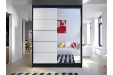 Pickering Garderob m. Spegel 150x200 cm - Svart/Vit - Förvaring - Sko- & klädförvaring - Garderober & garderobssystem