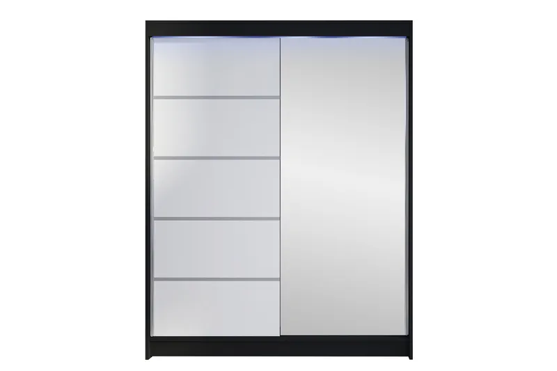 Pickering Garderob m. Spegel 150x200 cm, Svart/Vit