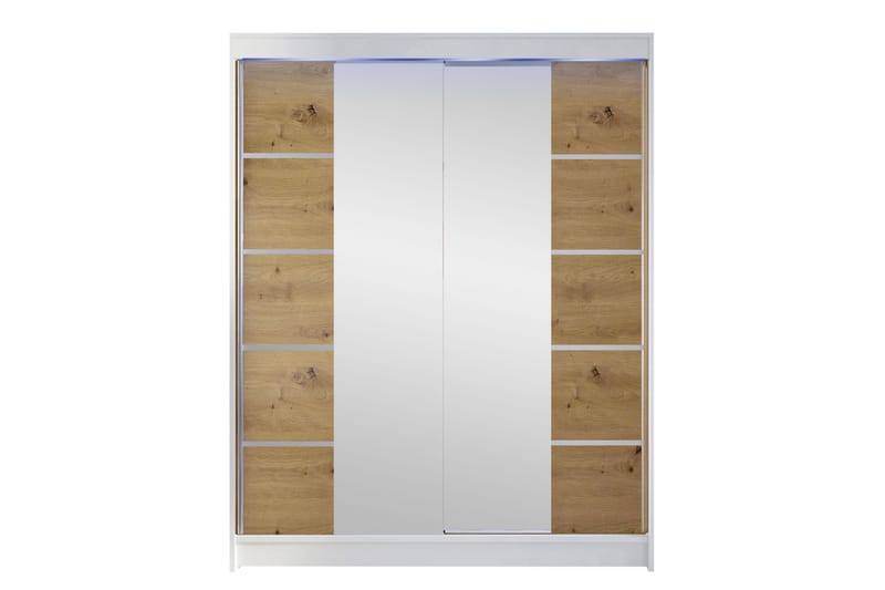 Pickering Garderob m. Spegel 150x200 cm - Vit/Brun - Förvaring - Sko- & klädförvaring - Garderober & garderobssystem