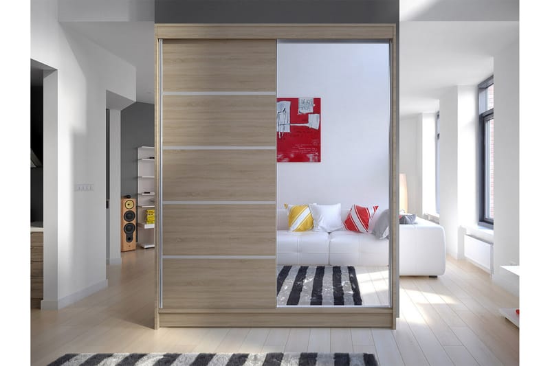 Pickering Garderob med Spegel 150x200 cm - Beige - Förvaring - Sko- & klädförvaring - Garderober & garderobssystem