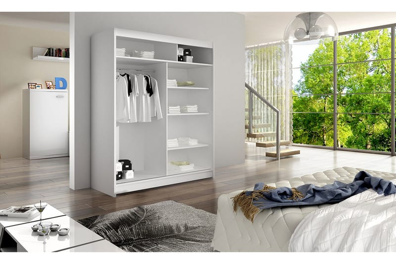 Pickering Garderob med Spegel 150x200 cm LED-belysning - Svart - Förvaring - Sko- & klädförvaring - Garderober & garderobssystem