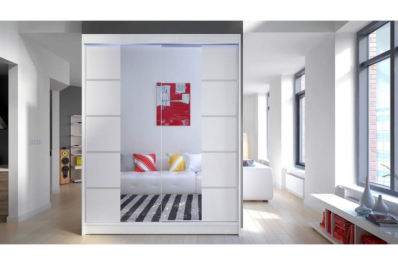 Pickering Garderob med Spegel 150x200 cm - Vit - Förvaring - Sko- & klädförvaring - Garderober & garderobssystem