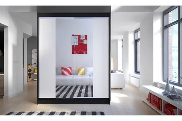 Pickering Garderob med Spegel 150x200 cm - Vit/Svart - Förvaring - Sko- & klädförvaring - Garderober & garderobssystem