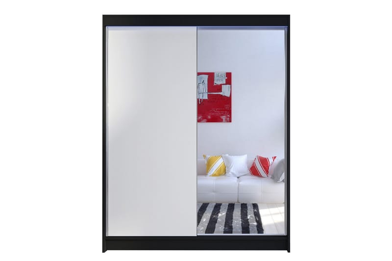 Pickering Garderob med Spegel 150x200 cm - Vit/Svart - Förvaring - Sko- & klädförvaring - Garderober & garderobssystem