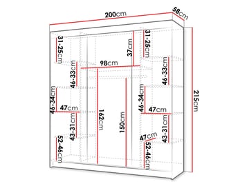 Piedras Garderob med spegel 200x215 cm - Brun - Förvaring - Sko- & klädförvaring - Garderober & garderobssystem