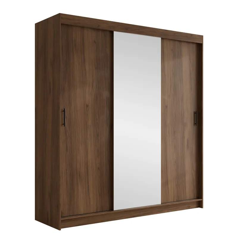Piedras Garderob med spegel 200x215 cm, Brun