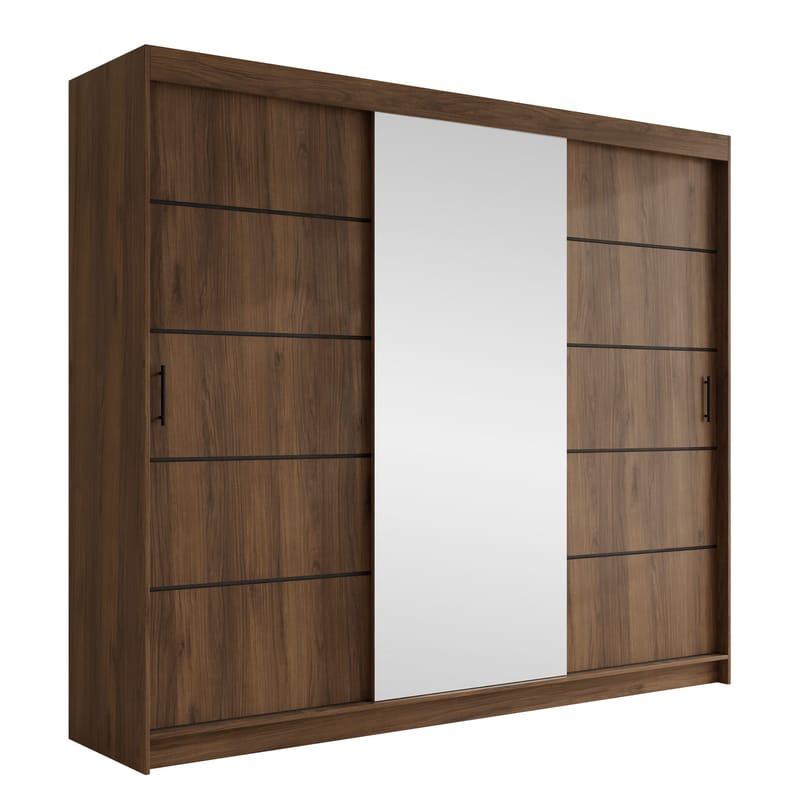 Piedras Garderob med spegel 250x215 cm, Brun