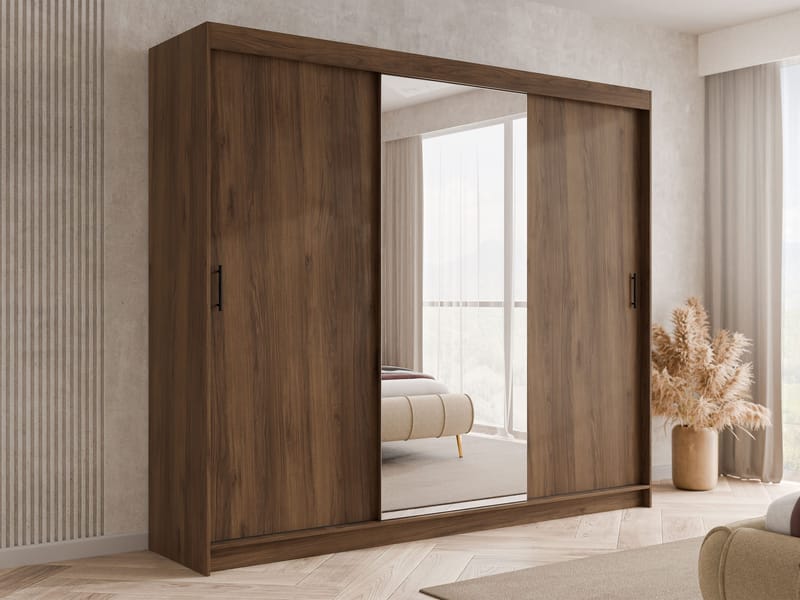 Piedras Garderob med spegel 250x215 cm - Brun - Förvaring - Sko- & klädförvaring - Garderober & garderobssystem