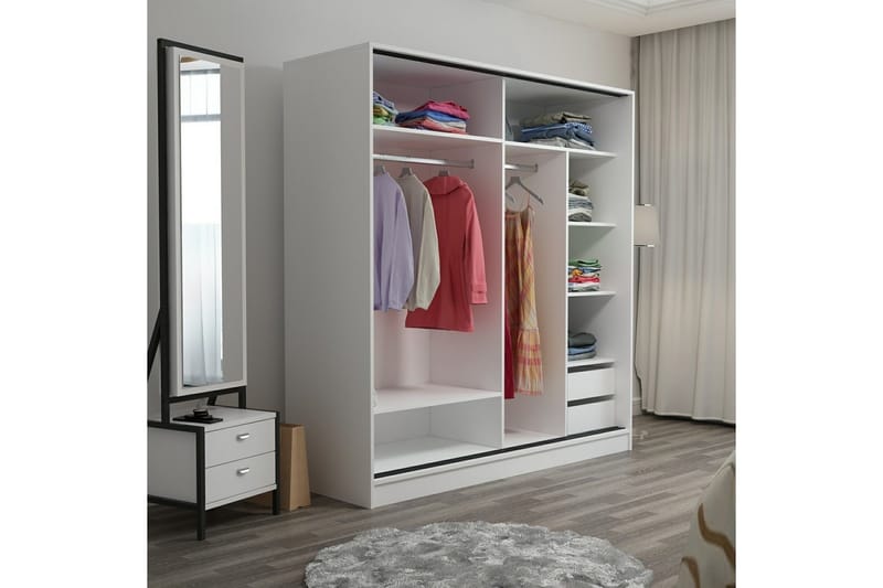 Poolburn Garderob 220 cm Vit - Garderober & garderobssystem