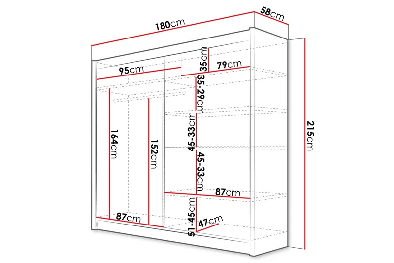 Prag Garderob 180x215 cm i Trä - Svart - Förvaring - Sko- & klädförvaring - Garderober & garderobssystem