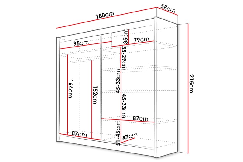 Prag Garderob 180x215 cm - Svart - Förvaring - Sko- & klädförvaring - Garderober & garderobssystem