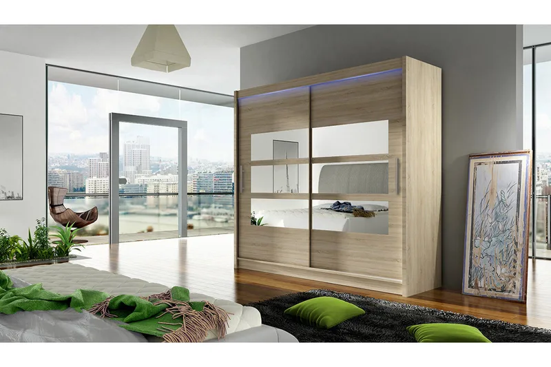 Prag Garderob 180x57x215 cm - Beige - Förvaring - Sko- & klädförvaring - Garderober & garderobssystem