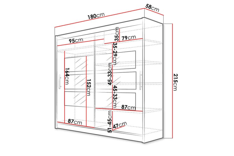 Prag Garderob 180x57x215 cm - Beige - Förvaring - Sko- & klädförvaring - Garderober & garderobssystem