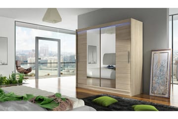 Prag Garderob 180x57x215 cm - Beige|Vit - Förvaring - Sko- & klädförvaring - Garderober & garderobssystem