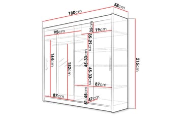 Prag Garderob 180x57x215 cm - Beige|Vit - Förvaring - Sko- & klädförvaring - Garderober & garderobssystem