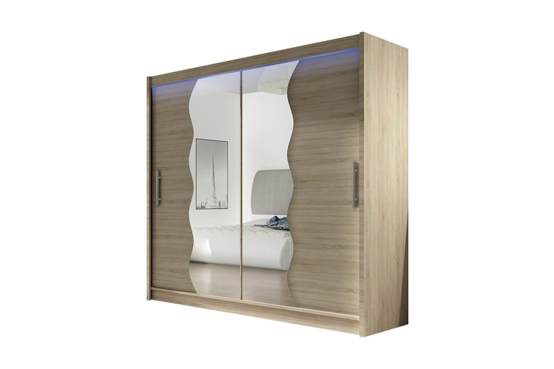 Prag Garderob 180x57x215 cm, Beige|Vit