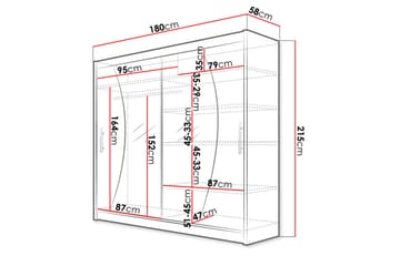 Prag Garderob 180x57x215 cm - Beige|Vit - Förvaring - Sko- & klädförvaring - Garderober & garderobssystem