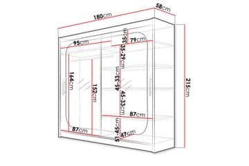 Prag Garderob 180x57x215 cm - Beige|Vit - Förvaring - Sko- & klädförvaring - Garderober & garderobssystem