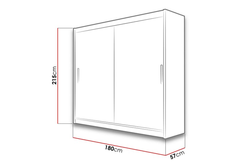 Prag Garderob 180x57x215 cm - Vit - Förvaring - Sko- & klädförvaring - Garderober & garderobssystem