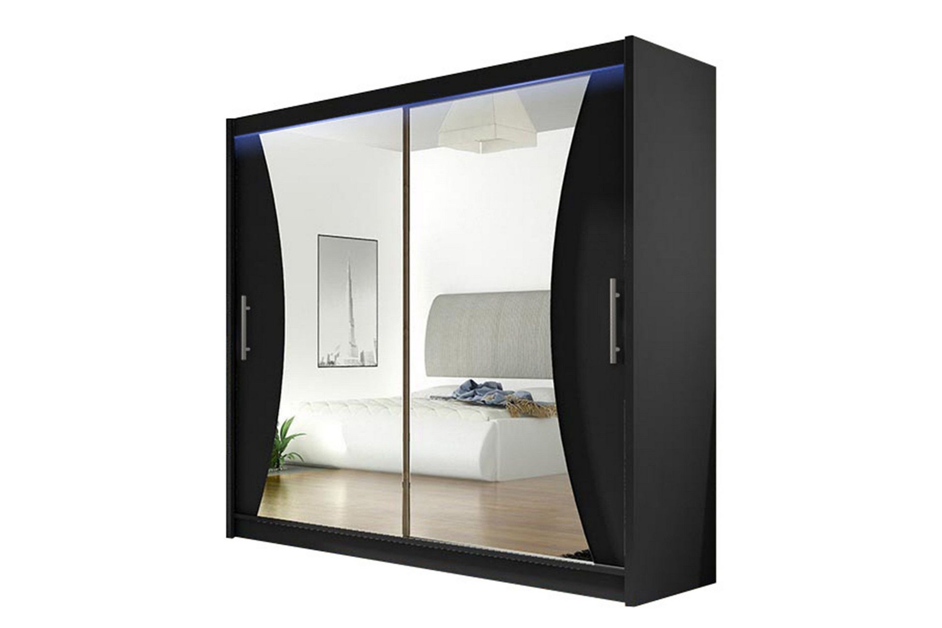 Prag Garderob med Spegel 180x215 cm - Svart